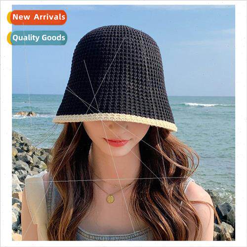 Basin hat Japanese foldable simple bucket straw hat woven su