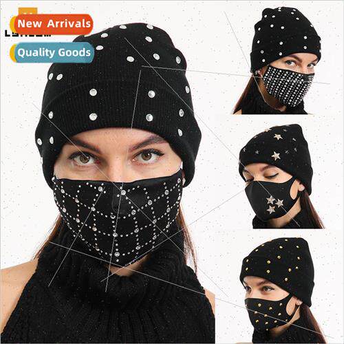 Fashion rhinestone decorative cap fall and winter rivets woo