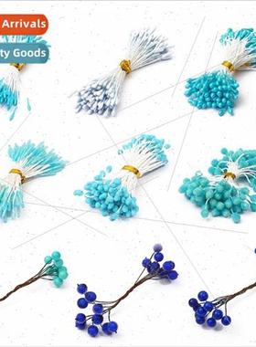 Blue simulation flowers foam flower core pistil fruit wrappe