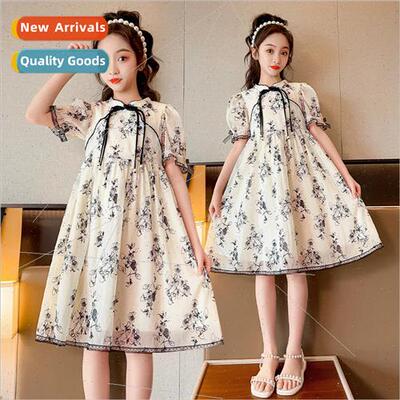Childrens clothing girls dress 2023 new Chinese  ink paintin