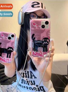 Retro dark cat IPhone14ProMax back clip diagonal hanging App