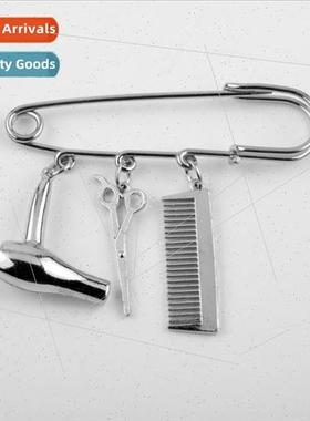 Hairdresser shampoo cut blow-dry brooch hair dryer scissors