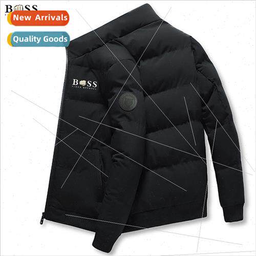 2023 Winter Mens Standing Collar Cotton Jacket Solid Color C