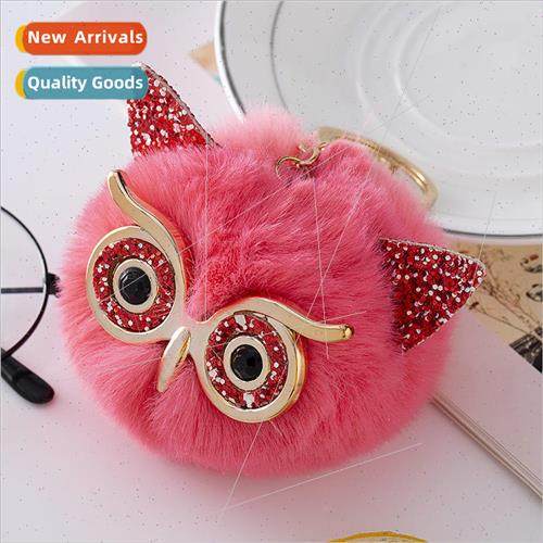 Owl plush keychain book bag womens bag charm pendant mink fu
