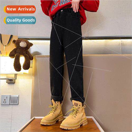 Girls pants winter 2023 new padded childrens clothing warm p