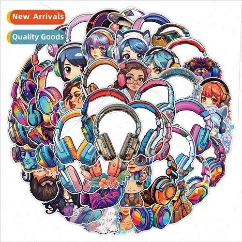 50 pcs of colorful headset graffiti stickers car cell phone