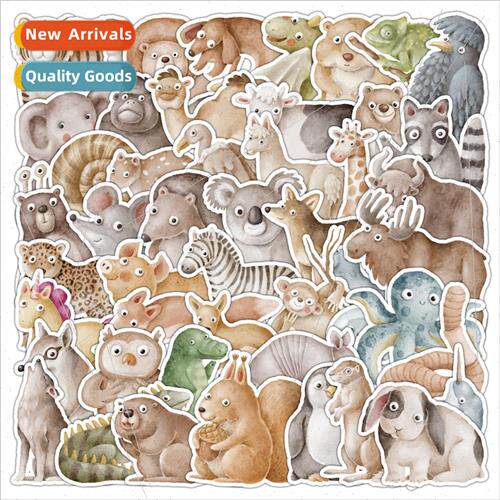 50 watercolor animal cartoon stickers car cell phone tablet