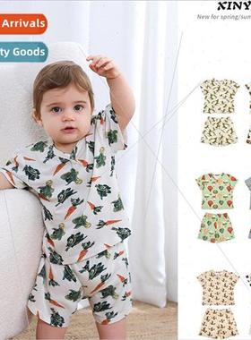 Childrens summer 2023 unisex short-sleeved shorts set a clas