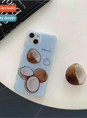 Niche new blue background coconut stand 适用 14ProMax phone