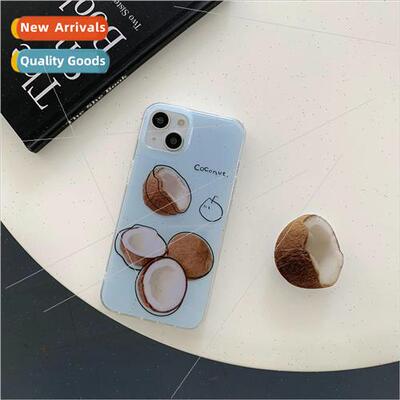 Niche new blue background coconut stand 适用 14ProMax phone