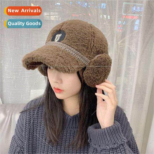 Korea lamb wool baseball cap female winter thickened warm ea