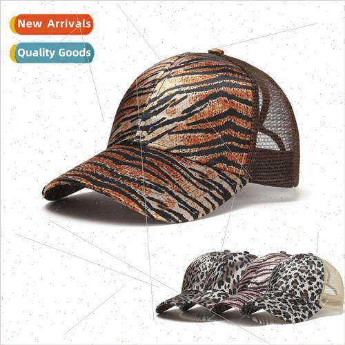 Leopard print baseball cap ladies cap curved brim mesh cap c