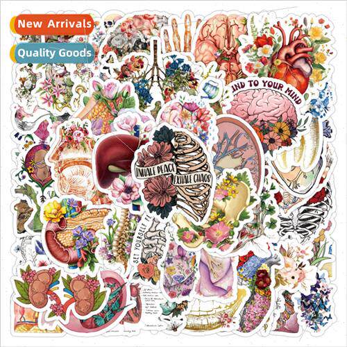 50 pcs of human body flowers and organs stickers personalize