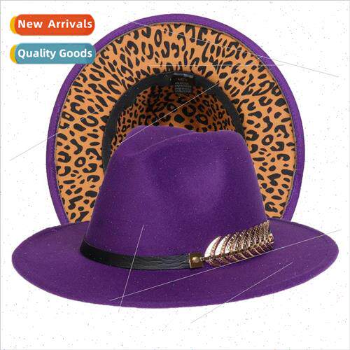 New fashion leopard print double-sided tweed bowler hat men
