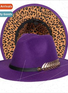 New fashion leopard print double-sided tweed bowler hat men