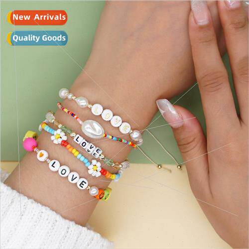 Bohemian  faux pearl acrylic letters glass crystal beads han