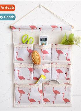 Eight pockets lace wall hanging organizer storage bag flamin