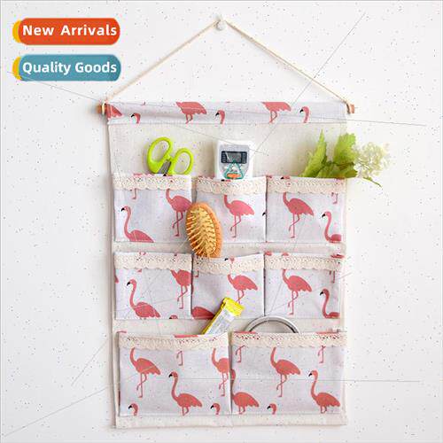 Eight pockets lace wall hanging organizer storage bag flamin