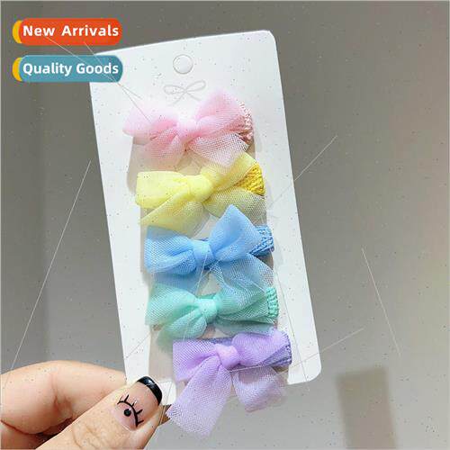 Cute children colorful mesh bow small clip side clip diy swe