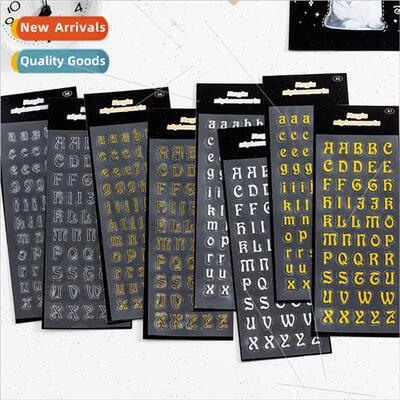 8 gold and silver cartoon hot stamping letter stickers gold