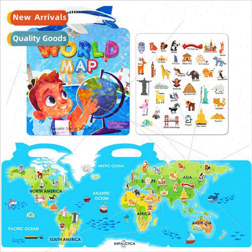 Jelly quiet book world map baby puzzle parent-child early ed