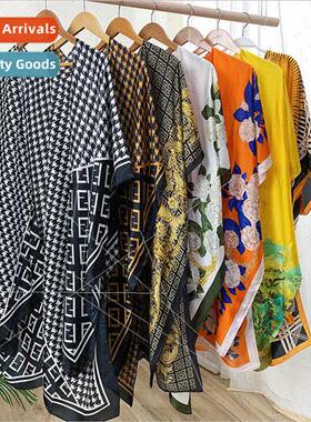 Spring and summer new   satin open sunscreen silk scarf shaw