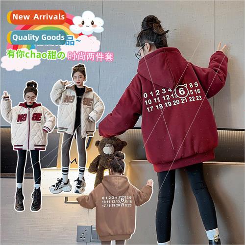 Girls double-sided wear jacket fall and winter  2023 new big