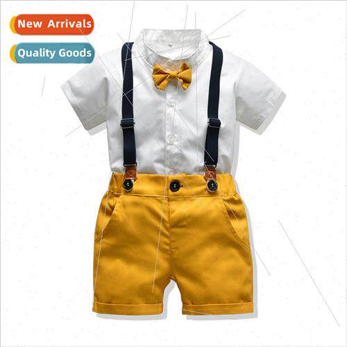 ins new summer boys short sleeve gentleman backpack pants tw