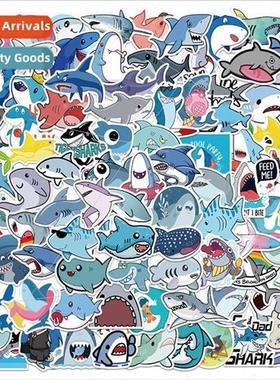 100 pcs of shark stickers cute cartoon marine animals luggag