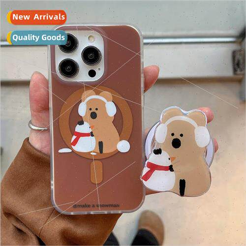 Cartoon cute snowman persimmon bear iPhone 14 magnetic stand