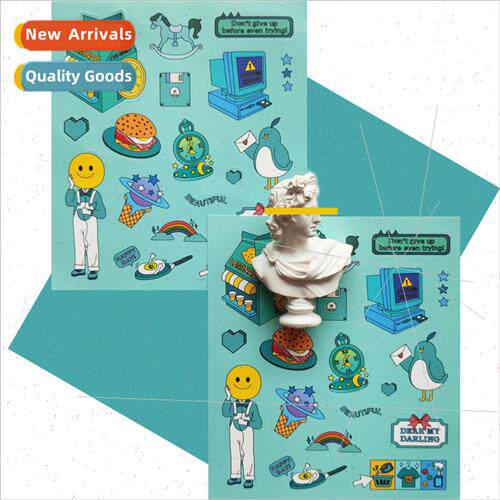 Blue small fresh graffiti pattern apple phone case handbook