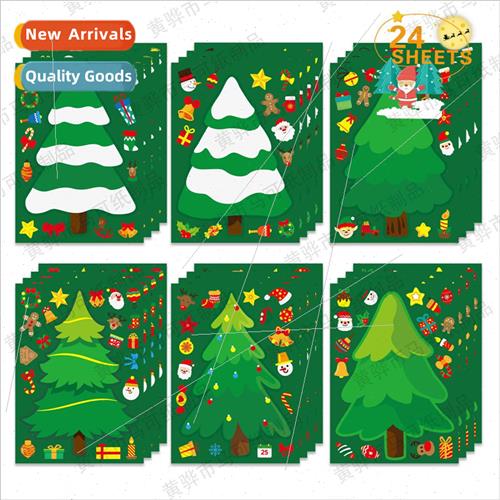 Kids Christmas Party Stickers DIY Christmas Tree Label Stick