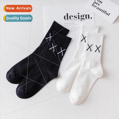 New cotton Sesame Set double cross sports socks men and wome