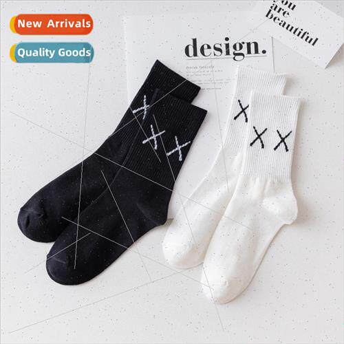 New cotton Sesame Set double cross sports socks men and wome