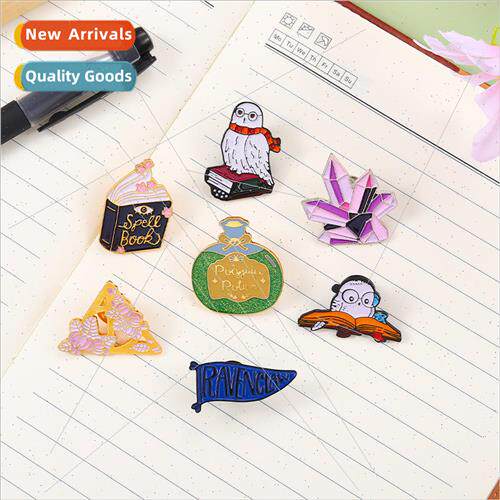 Shrimp Critter Brooch Crystal Reading Owl Metal Badge Clothi