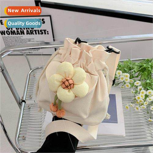 2022 New Fashion Flower Drawstring Bucket Small Bag Female M