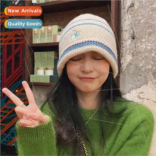 Korean niche ins show face small wrapped head knit cap warm