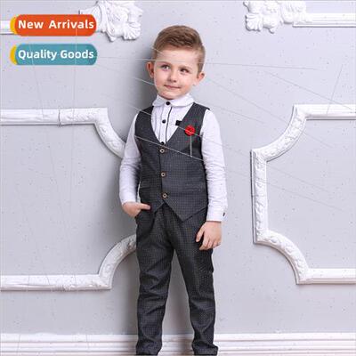 New handsome fashion boys cotton vest suit pants three-piece