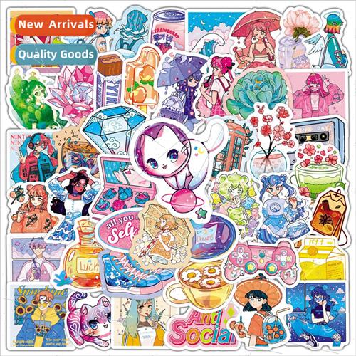 50 New Cute Crystal Purple Doodle Stickers Bicycle Computer