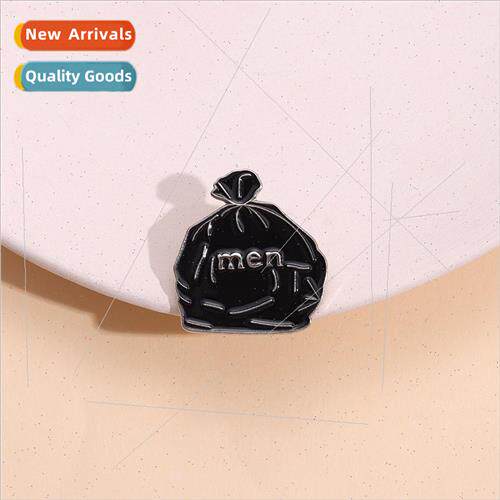 Men Exaggerated Black Money Bag Brooch Metal Badge Waist Clo