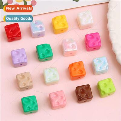 Acrylic color plated cheese square beads DIY bracelet jewelr
