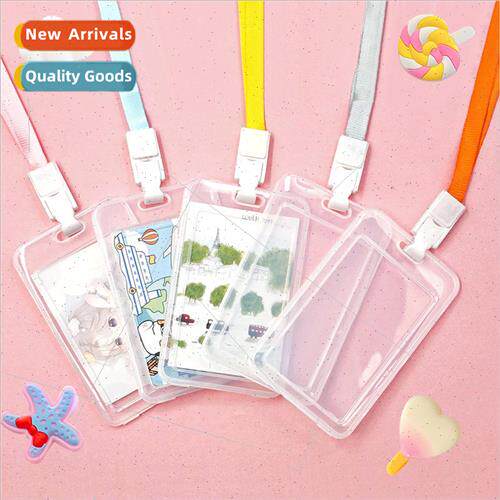 Double-sided transparent employee work card with lanyard car