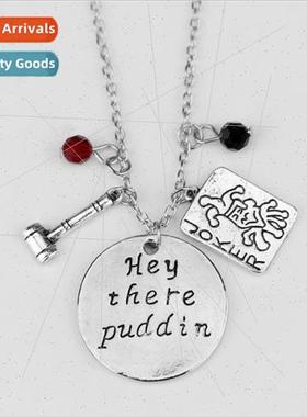 Suicide Squad Necklace Hey there puddin monogrammed crystal