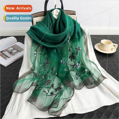 New handmade silk scarf beaded embroidery mulberry silk embr