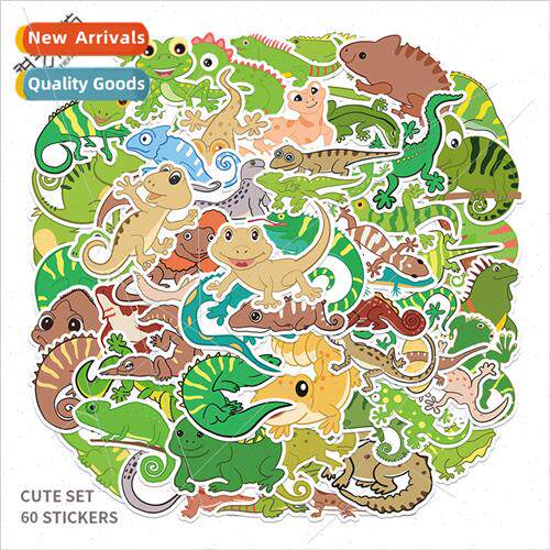 60 cartoon cute little lizard animal stickers decorative sta