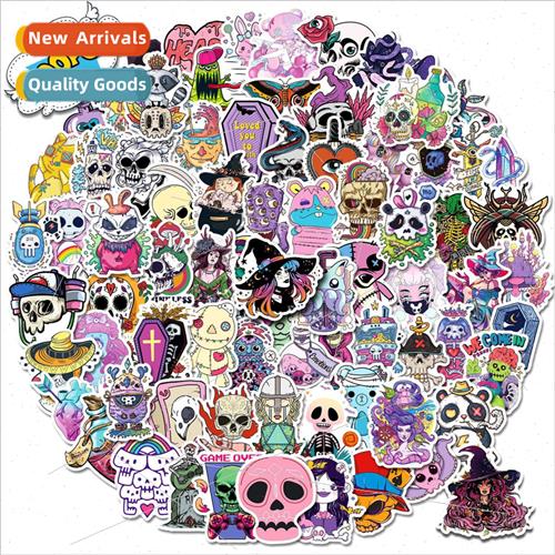 100 New Purple Gothic Skull Mix Graffiti Stickers Decal Stic