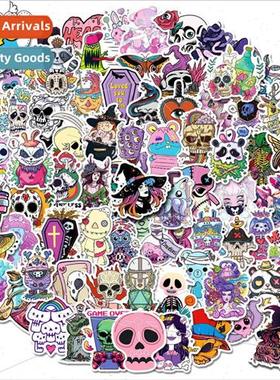 100 New Purple Gothic Skull Mix Graffiti Stickers Decal Stic