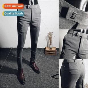 suit pants small casual elastic British black Business men