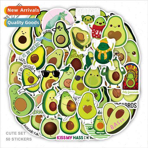 50 new fruit cute avocado cartoon stickers decorative water