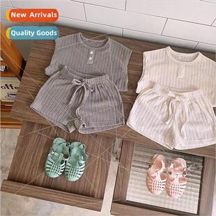 23 Summer Baby Sleeveless T-shirt Boys Shorts Set Middle Chi